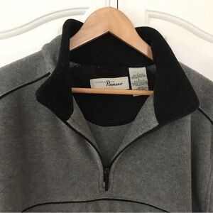 PENMANS Men’s Long Sleeve 1/4 Zip Gray/Black with Pockets Cozy Pullover size L